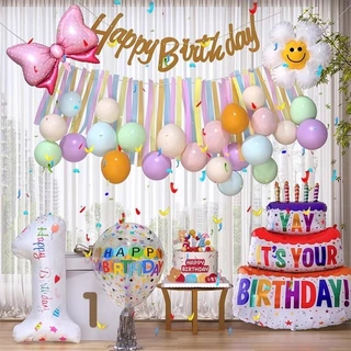 ส่งจากไทย ลูกโป่งฟอยล์เค้กวันเกิด ลูกโป่งวันเกิด ลูกโป่งฟอยล์ Balloon Happy Birthday Party