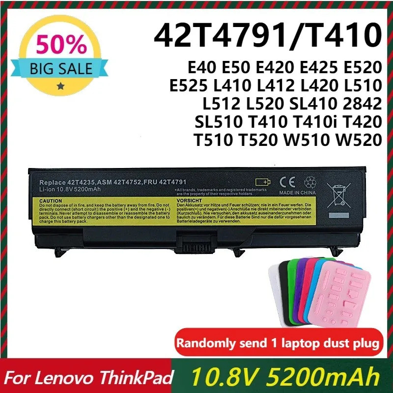 42T4791 แบตเตอรี่สําหรับ Lenovo ThinkPad E40 E50 E420 E425 E520 E525 L410 L412 L420 L421 L510 L512 L