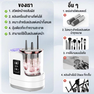 WorthBuyer เครื่องล้างแปรงแต่งหน้าไฟฟ้า 3 ใน 1,แบบพกพาอัตโนมัติ USB,พร้อมเครื่องอบผ้า-เครื่องมือทําความสะอาดแปรงเครื่
