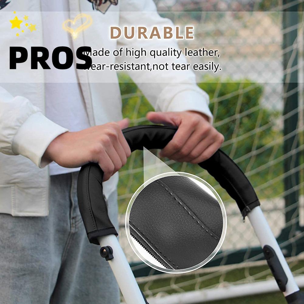 PROS ฝาครอบป้องกัน PU ปกหนังที่เท้าแขนครอบคลุมรถเข็นเด็กทารกจับรถเข็นเด็กฝาครอบมือจับ