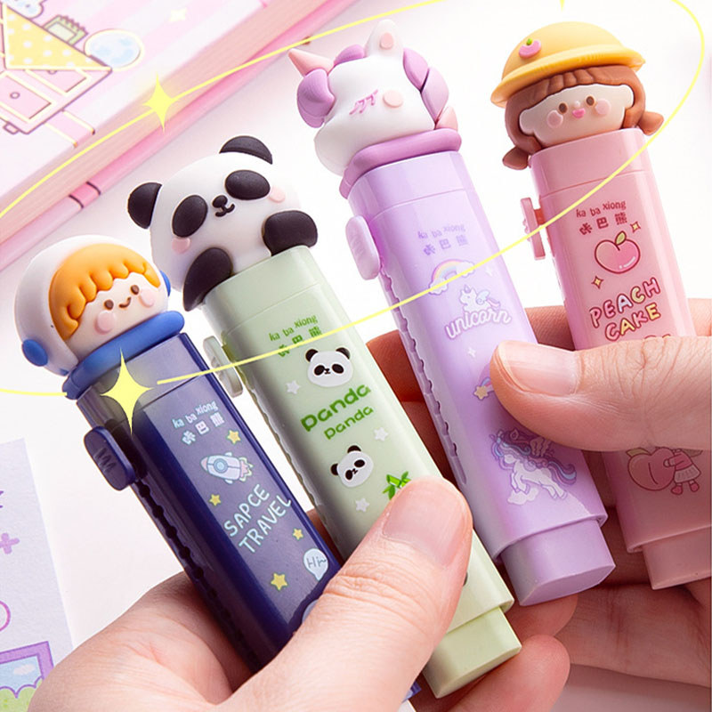Ossayi Creative Push-pull การ์ตูนน่ารักยางลบสามารถเปลี่ยน Core Telescopic นักเรียนยางลบดินสอเด็กอุปกรณ์การเรียนของขวัญ