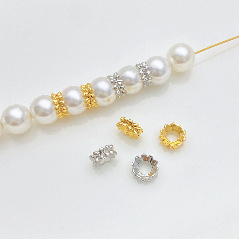 18K Gold-Covered สี Retention Double-Sided Garland Spacer ลูกปัดลูกปัดหลวมทําด้วยมือ diy String Pear