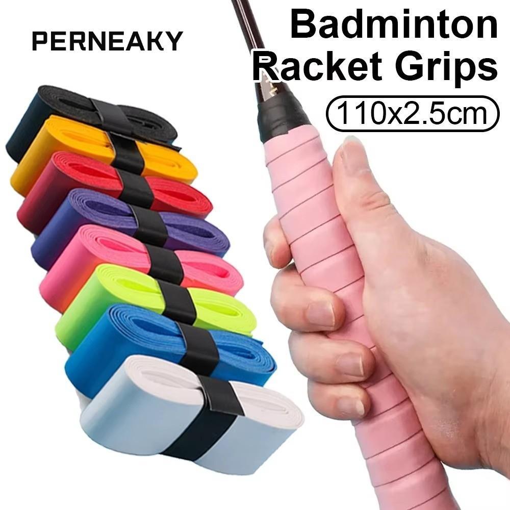 PERNEAKY เทปพันด้ามแบดมินตัน, PU ที่จับไม้แบดมินตันดูดซับแรงกระแทก, ทนต่อการสึกหรอ Thicken เทปจับดูดซับเหงื่อกีฬากลางแจ้ง