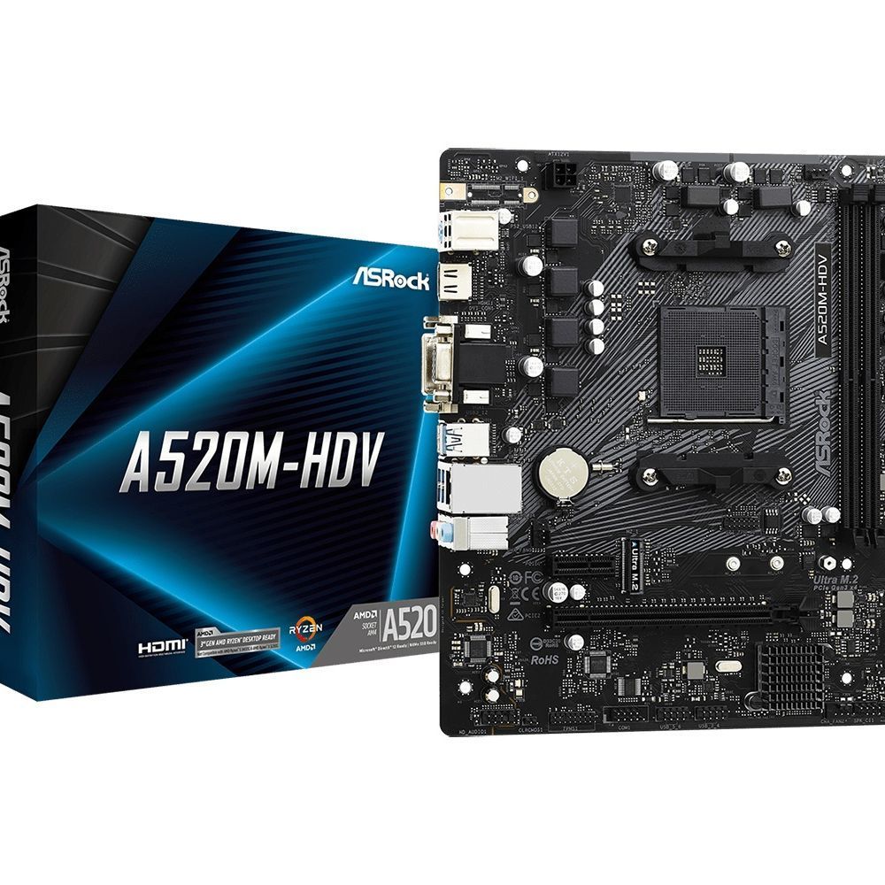 ASRock A520M-HDV เมนบอร์ดยี่ห้อใหม่รองรับ 5500GT 5600 5600GT CPU อื่นๆ
