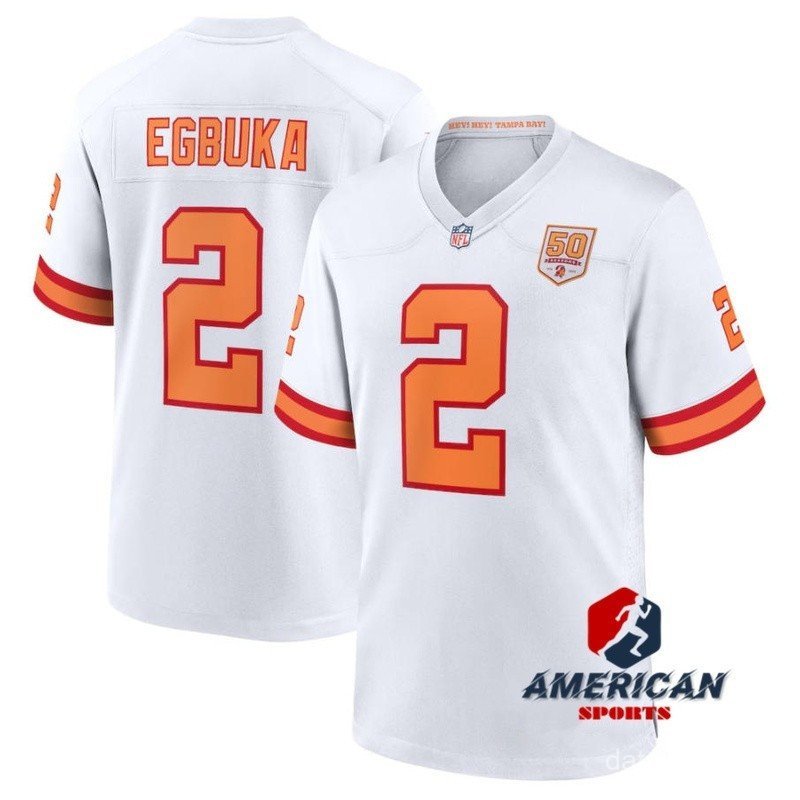 เสื้อฟุตบอลอเมริกันทีม Tampa Bay Pirates ลายLimited Edtion สีขาวของ Emeka Egbuka