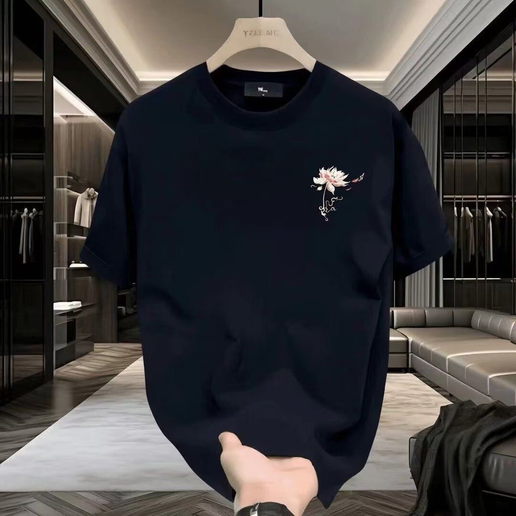 20262025เสื้อยืดแขนสั้นสไตล์ใหม่ผู้ชาย ins Street Wear ยุโรปอเมริกันสไตล์ฮิปฮอปรอบคอ Bottoming เสื้อ