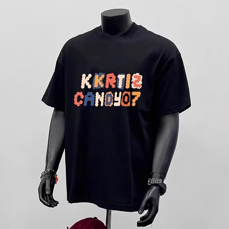2026ins Street Wear Original Letter พิมพ์ฤดูร้อน Heavy 270g เสื้อยืดแขนสั้นผู้ชายหลวม Niche Casual T
