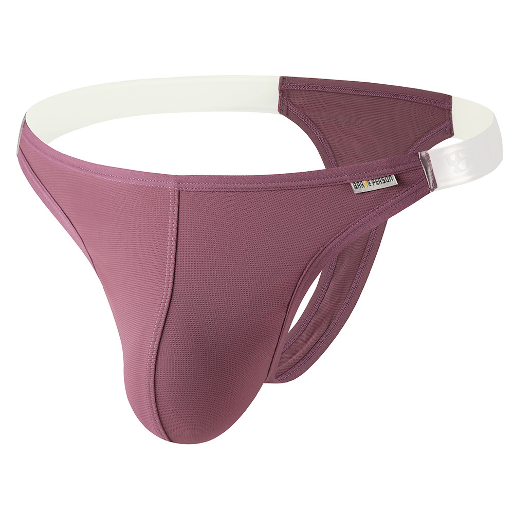 BRAVE PERSON Mens Thong ที่มองไม่เห็นเข็มขัดไนลอน T กลับ Low Rise Bulge กระเป๋า Sheer ด้านข้างชุดชั้นใน