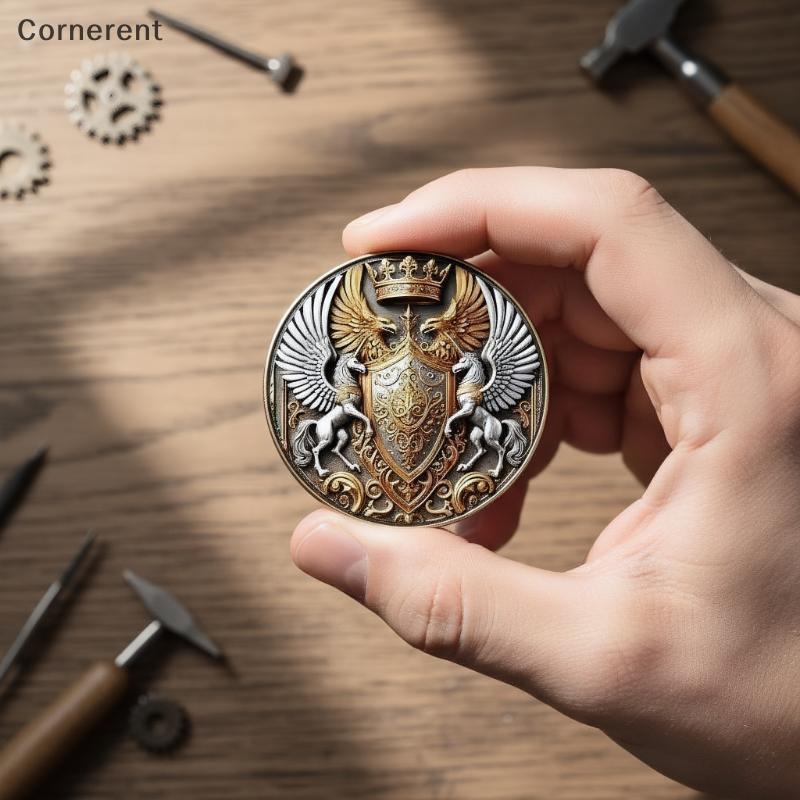 ยุคกลาง Double Headed Eagle Vintage รอบ Badge เข็มกลัดสําหรับผู้หญิง Coat อุปกรณ์เสริมของขวัญ