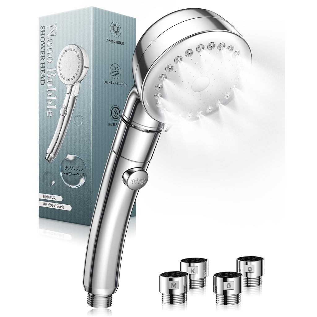 【DIRECT FROM JAPAN】 ส่งตรงจากญี่ปุ่น Anycee หัวฝักบัว Micro Nano Bubble รุ่น 3D ปรับมุมได้ ประหยัดน้ำ พร้อมโหมด 3 ระดับ ดูแลผิวและรูขุมขนอย่างอ่อนโยน เติมความชุ่มชื้นด้วยฟองอากาศละเอียด ป้องกันน้ำรั่ว พร้อมอะแดปเตอร์ M/K