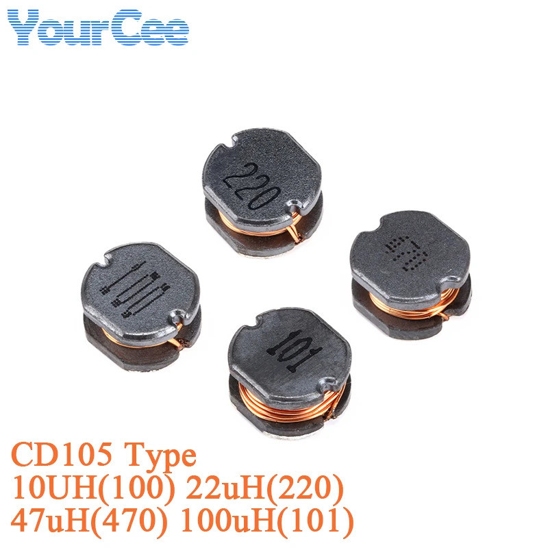 10 ชิ้น CD105 SMD ลวด Wound Power Inductor 10UH(100) 22uH(220) 47uH(470) 100uH(101) เหนี่ยวนํา SMD ช