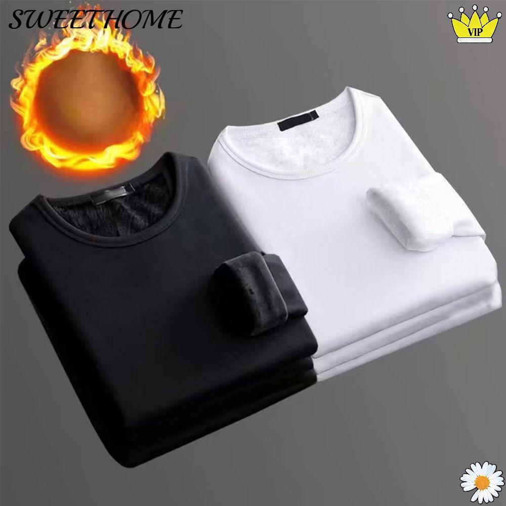 บ้านหวาน เสื้อแขนยาวอบอุ่น,ชั้นฐานสภาพอากาศหนาวผู้ชายชุดชั้นในความร้อน,คลาสสิกเสื้อผ้าโพลีเอสเตอร์บวกกํามะหยี่เสื้อสําหรับฤดูหนาวสกี