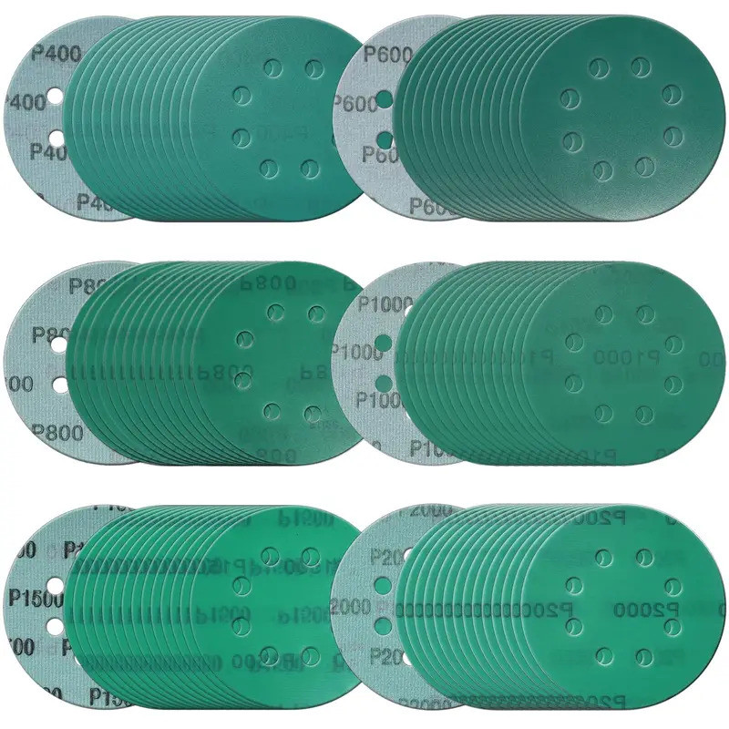 40Pcs 5 Inch 125MM 8 Holes 60 to 2000 Grits Hook and Loop Polyester Film Sandpaper Sanding Disc Abra