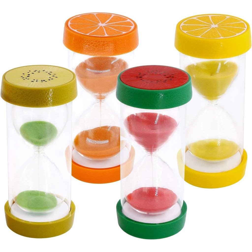 Glarks 4 Colors Fruit Style Hourglass Sand Timer Clock 5mins / 10mins / 15mins / 30mins Sandglass Ti