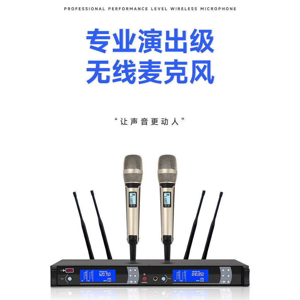 SKM9000 หนึ่งสําหรับสองไมโครโฟนไร้สายความเข้มข้นจริง FM UHF Home Stage Performance KTV ไมโครโฟน