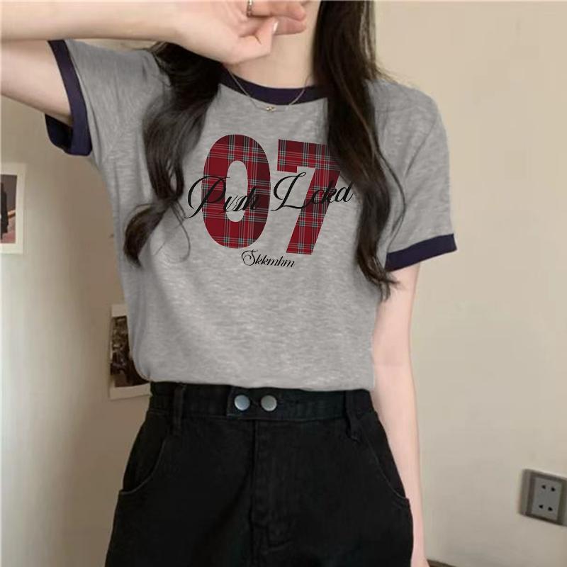 ✨【จัดส่งภายใน 24 ชั่วโมง】⭐สาวอวบ แขนสั้น คอกลม  สาวอวบพรางหุ่น ใส่สบาย เสื้อครอป น่ารัก ใส่สบาย เสื้อครอปแขนสั้น