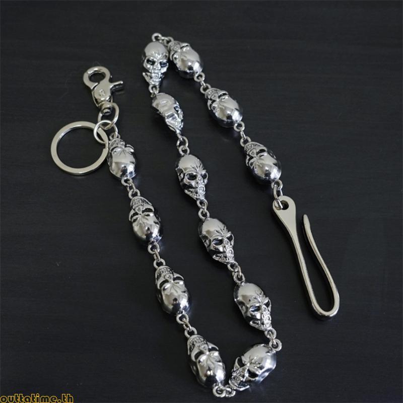 เวลา Heavy Skull กระเป๋าสตางค์ชาติพันธุ์ Biker Punk Jean Chain Cool Skull Punk กางเกงสําหรับจักรยาน 