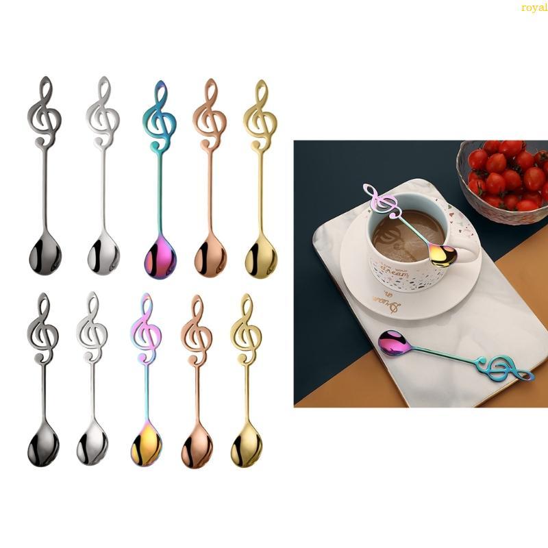 (ส่วนลดสูง)oyalking.th Musical Note Handle Coffee Stirring Spoon Cakes Sugar Spoon Bar Ice Spoon