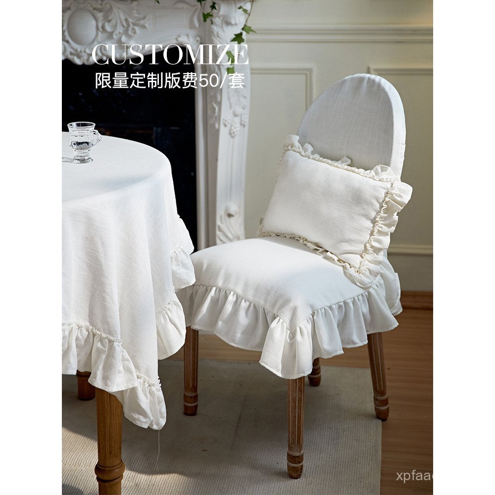 ผ้าคลุมเก้าอี้รับประทานอาหารพนักพิง A6L เบาะเก้าอี้สไตล์ฝรั่งเศสผ้าฝ้ายผ้าลินินปกเก้าอี้ปกแบบบูรณากา