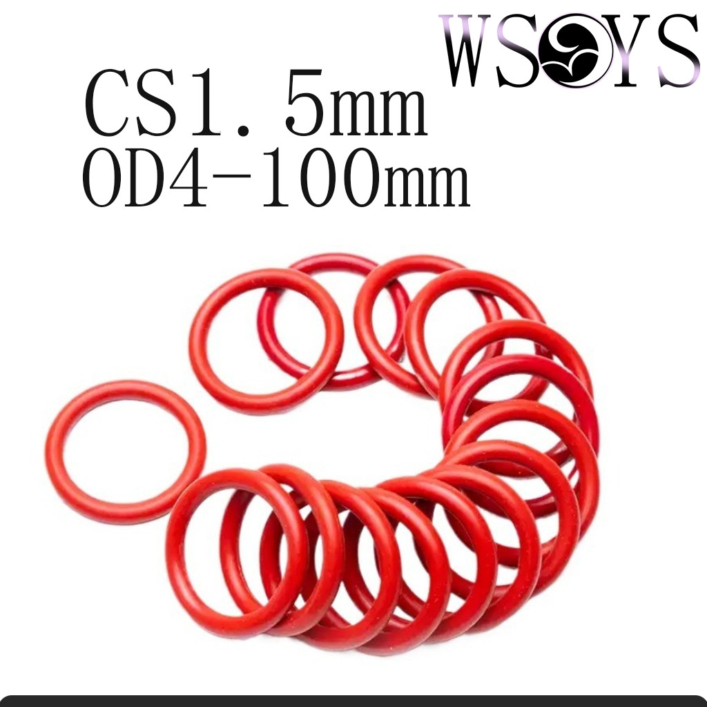 ซิลิโคนสีแดงทนอุณหภูมิสูงกันน้ำโอริง Red O-ring gasket CS1.5mm * OD4-100mm [WSYS-MB-OO2]