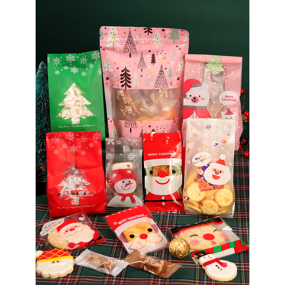 ถุงบรรจุภัณฑ์คริสต์มาส Old Man Snowman Baking Pastry Bag Nougat Cookie Party Gift Food Biscuit Bag