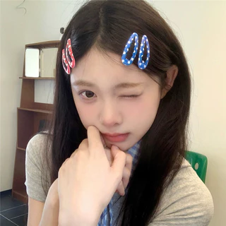 กิ๊บผมสีสดใสลายสก๊อต พื้นฐานเรซิ่น พร้อม BB clip และหัวใจรูปหยดน้ำ สำหรับเด็กและวัยรุ่น