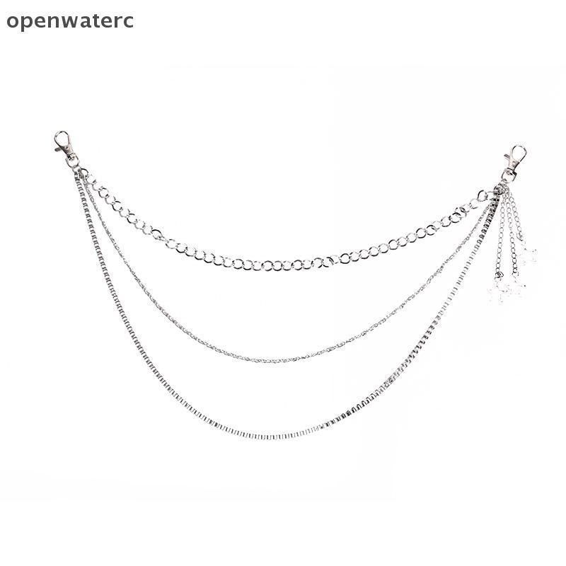 [openwaterc] Metal Gothic Pants Chain Hip Hop Punk 3 ชั้น Jean Key Wallet Chain Star Women vn