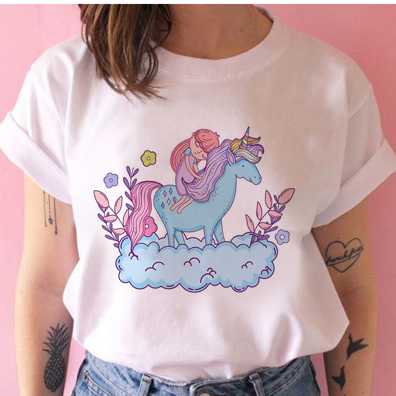 ปลาค็อด ปลาค็อด 20262021ปีฤดูร้อนยูนิคอร์นการ์ตูนยูนิคอร์นพิมพ์สบายๆทุกการแข่งขันปกติรอบคอแขนสั้นสีข