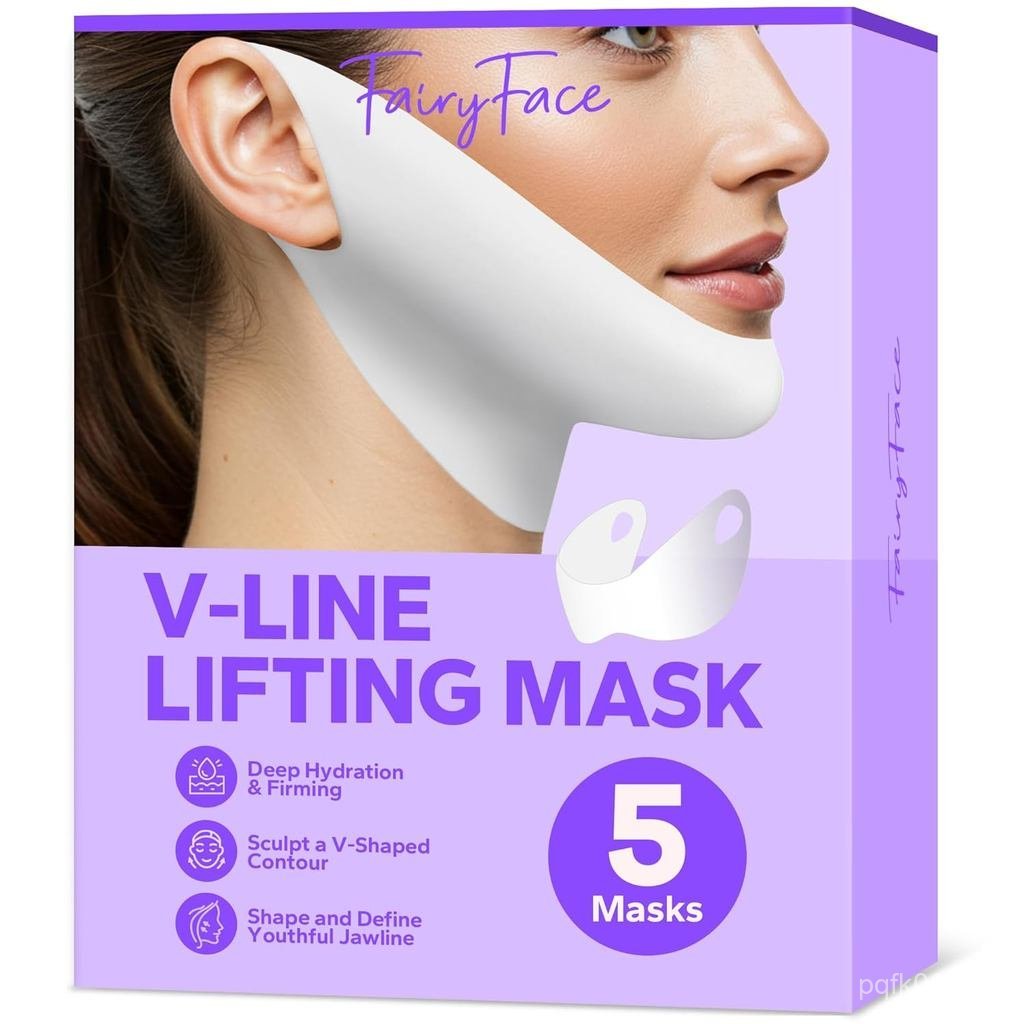 V-Line Firming Mask (5 แพ็ค), V Line Lifting Mask, Double Chin Reducer, Lifting Hydrogel Chin Patch 