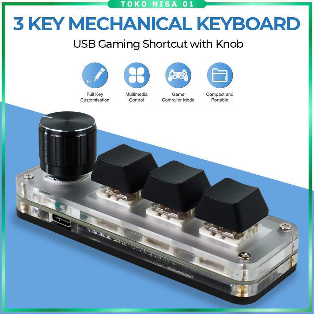 คีย์บอร์ดเชิงกล 3 คีย์ ลัดสําหรับเล่นเกม USB พร้อมลูกบิด - VD3