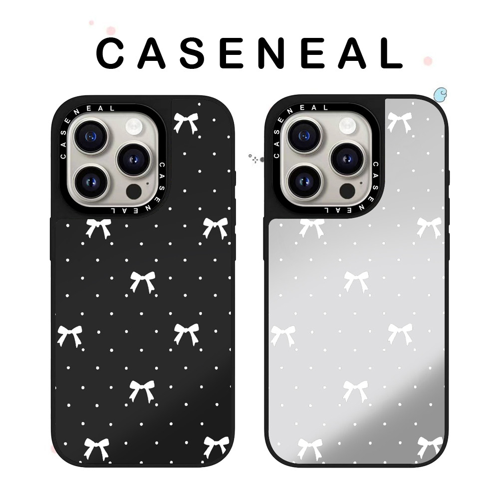 CASENEAL สีดําและสีขาวกระจกแมวโปร่งใสเคสโทรศัพท์เหมาะสําหรับiPhone 17ProMax 17pro 17 air 16promax 16 15promax 15 14promax 13 13Promaxแฟชั่นAnti Drop Hard Case