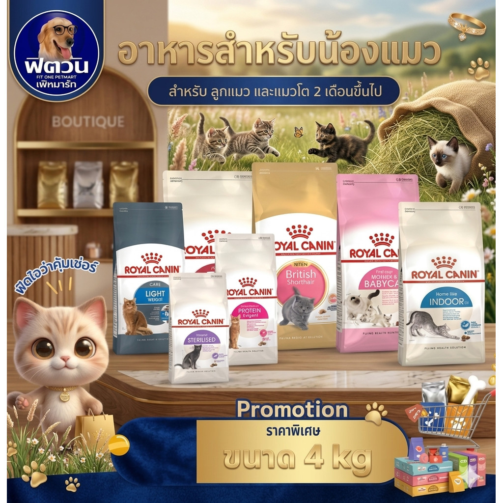 ROYAL CANIN อาหารแมวทุกสายพันธุ์ ขนาด 4 Kg.{อาหารแมวเม็ด}