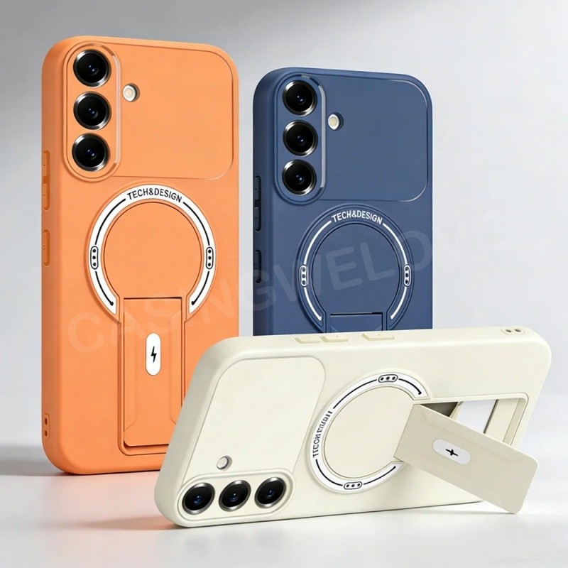 SAMSUNG เคสโทรศัพท์สําหรับSamsung Galaxy A27 A57 A37 A17 A56 A36 A26 A16 A06 A07 A15 A14 5G 4Gกันกระแทกผิวรู้สึกผู้ถือแม่เหล็กฝาครอบป้องกันปกหลัง
