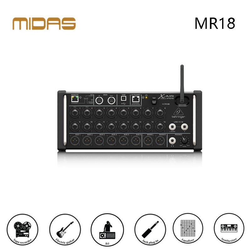 MIDAS MR18 คอนโซลผสมดิจิตอลแบบแร็คสําหรับการแสดงบนเวทีการแสดงวงดนตรีสถานที่คอนเสิร์ต