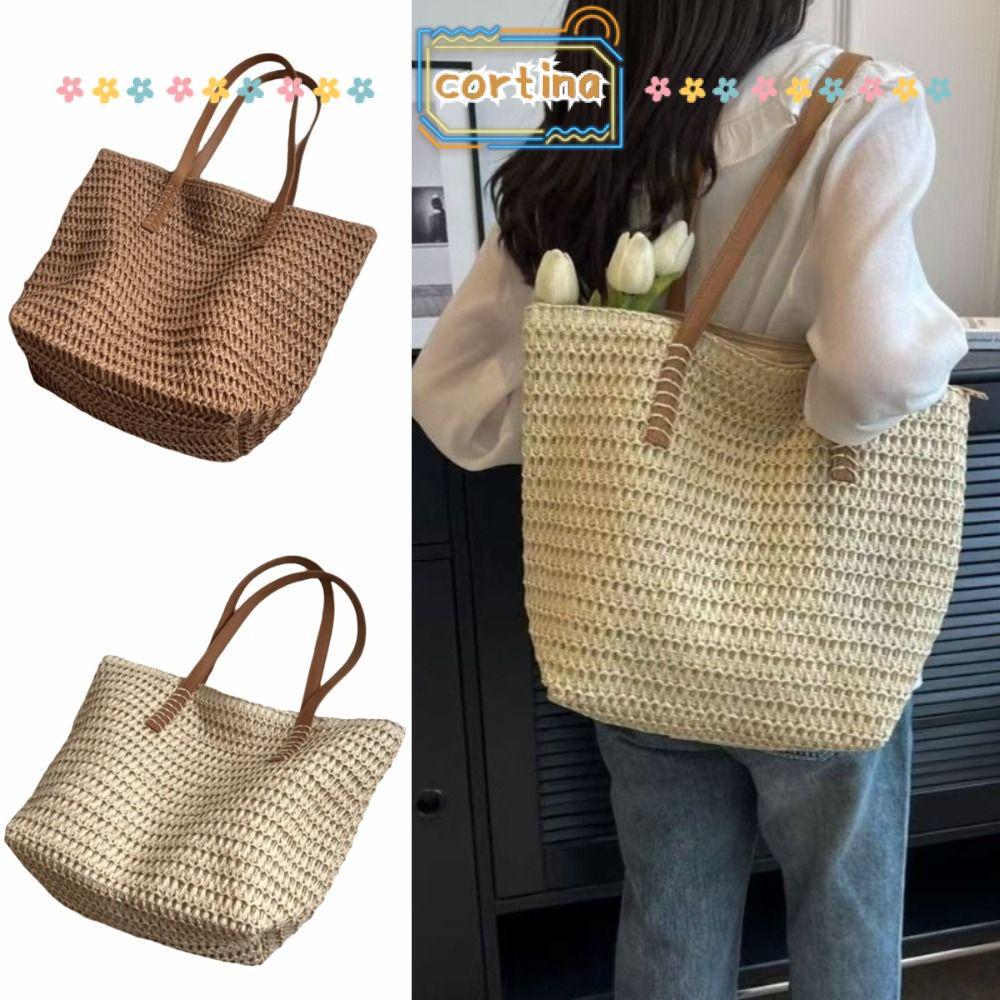 กระเป๋าโท้ต CORTINA หวายแฮนด์เมด ความจุมาก เหมาะสำหรับชายหาดและท่องเที่ยว