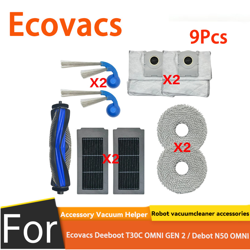 สําหรับ (Ecovacs Deebot T30C OMNI GEN 2 / Debot N50 OMNI) เปลี่ยนอุปกรณ์เสริม (9PCS)