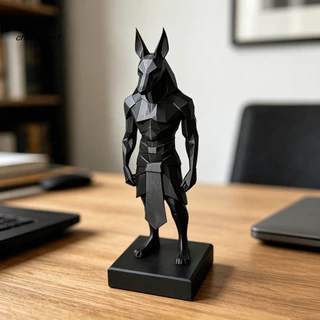 CHEER Anubis เครื่องประดับ Minimalist Anubis ตกแต่ง 3d พิมพ์ Anubis รูปปั้นตกแต่งโต๊ะ – สีดําด้าน Minimalist Low-poly Design ฐานสี่เหลี่ยมมั่นคงเหมาะสําหรับโฮมออฟฟิศ Study