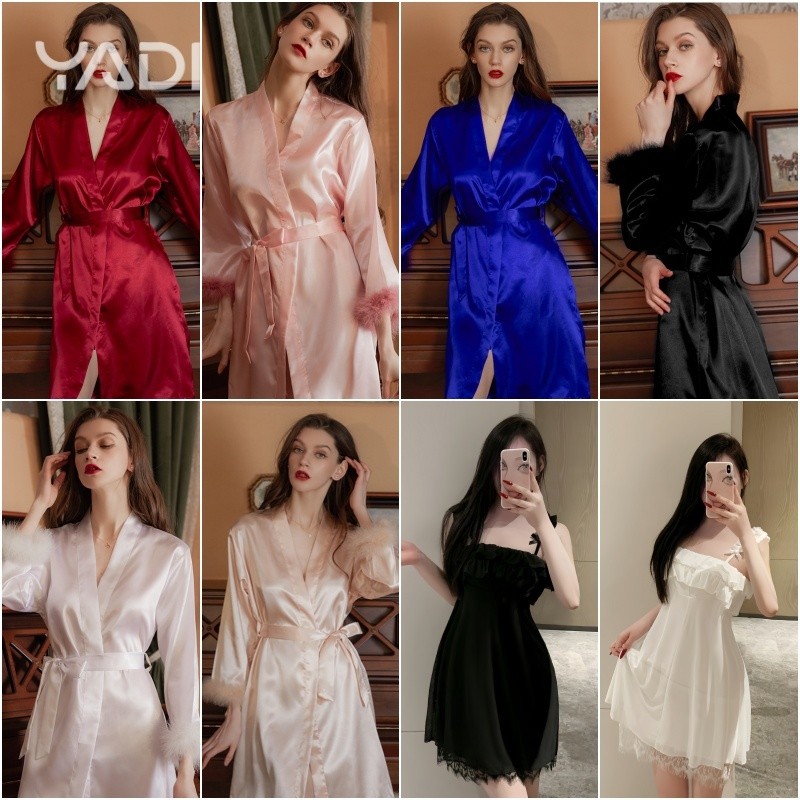 【YADI】เสื้อคลุมนอนผ้าซาติน ใส่สบายเหมาะสำหรับแต่งหน้า ชุดอยู่บ้าน ของแท้ พร้อมส่ง💕✨