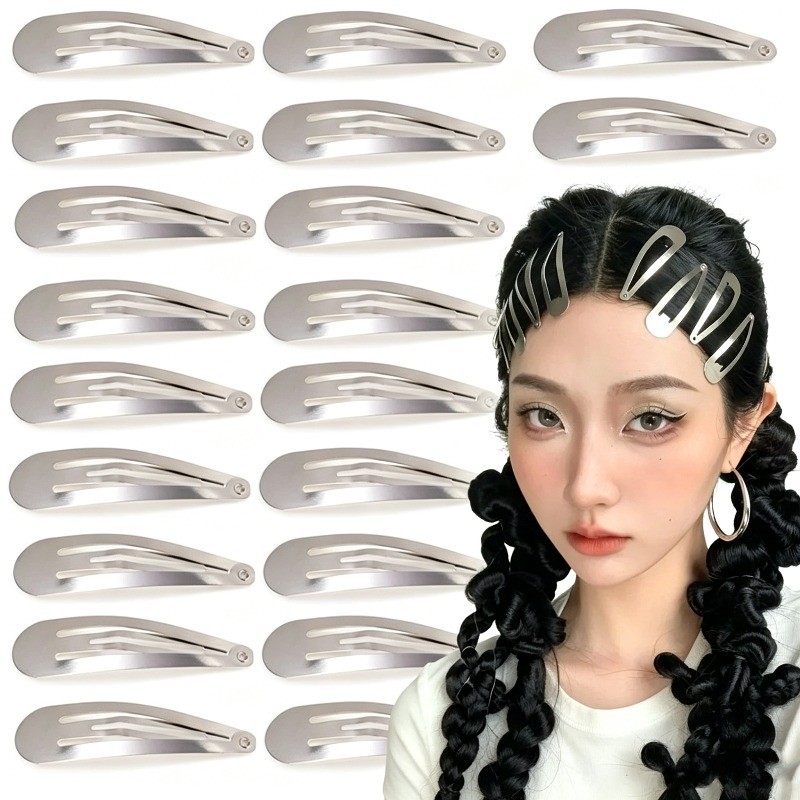 10/30/50 ชิ้น Silver Metallic Teardrop กิ๊บติดผม/อเนกประสงค์เรียบง่ายคลิปด้านข้างเครื่องประดับผม