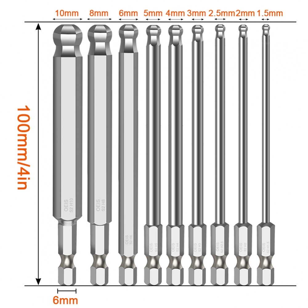 Durable Ball End Hex Screwdriver Bit with Magnetic Driver Metric Hex Bit