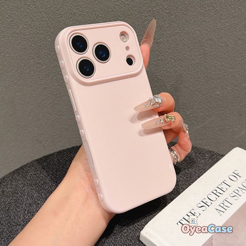 3D ยกด้านข้างหัวใจ Candy สี Ultra-Slim สําหรับ OPPO Reno 15 Pro Max Mini 15C 14 13 11 9 Pro 8 8Z 7Z 7 Lite 5G สีพาสเทลสีทึบกล้องขนาดใหญ่หน้าต่าง