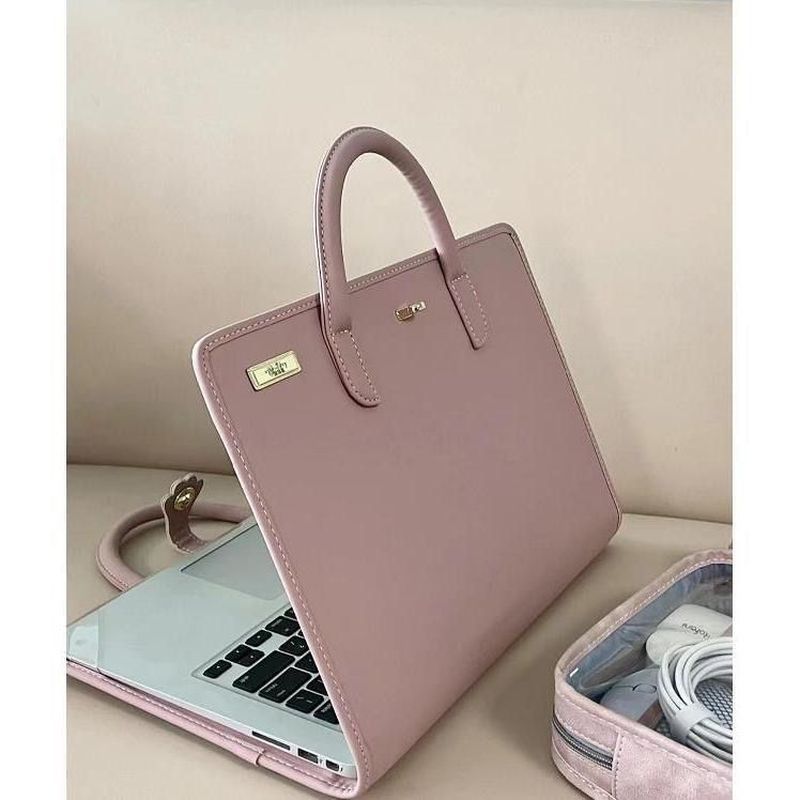 เคสป้องกันคอมพิวเตอร์ กระเป๋าคอมพิวเตอร์ กระเป๋าถือแล็ปท็อป แอปเปิล เลโนโว สีชมพู ที่เก็บคอมพิวเตอร์