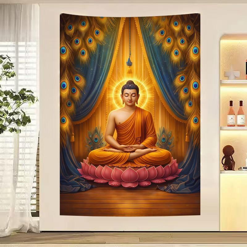 ภาพพระพุทธรูปประดับผนังห้อง พิมพ์สกรีนสวยงามคมชัด ผ้าโพลีเอสเตอร์หนาและทนทาน