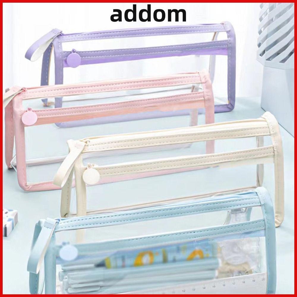 ADDOM กระเป๋าเครื่องเขียน, กระเป๋าใส่ปากกาสองชั้นกันน้ํา, ของขวัญดินสอความจุขนาดใหญ่แบบใสแบบพกพามัลติฟังก์ชั่น