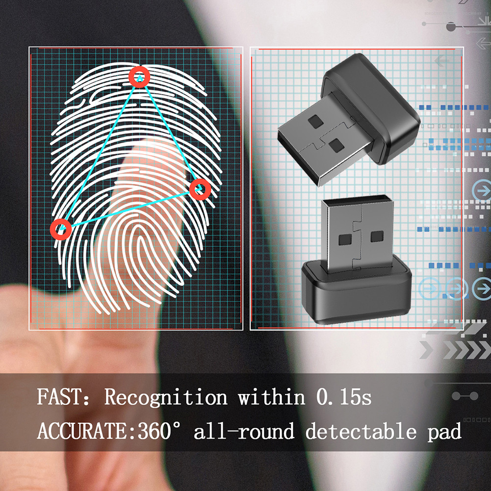 เครื่องอ่านการ์ดลายนิ้วมือ USB FIDO U2F Biometric Mini Key Dongle Windows Hello 360° กุญแจจับคู่ Touch Speedy สําหรับพีซีหรือแล็ปท็อป