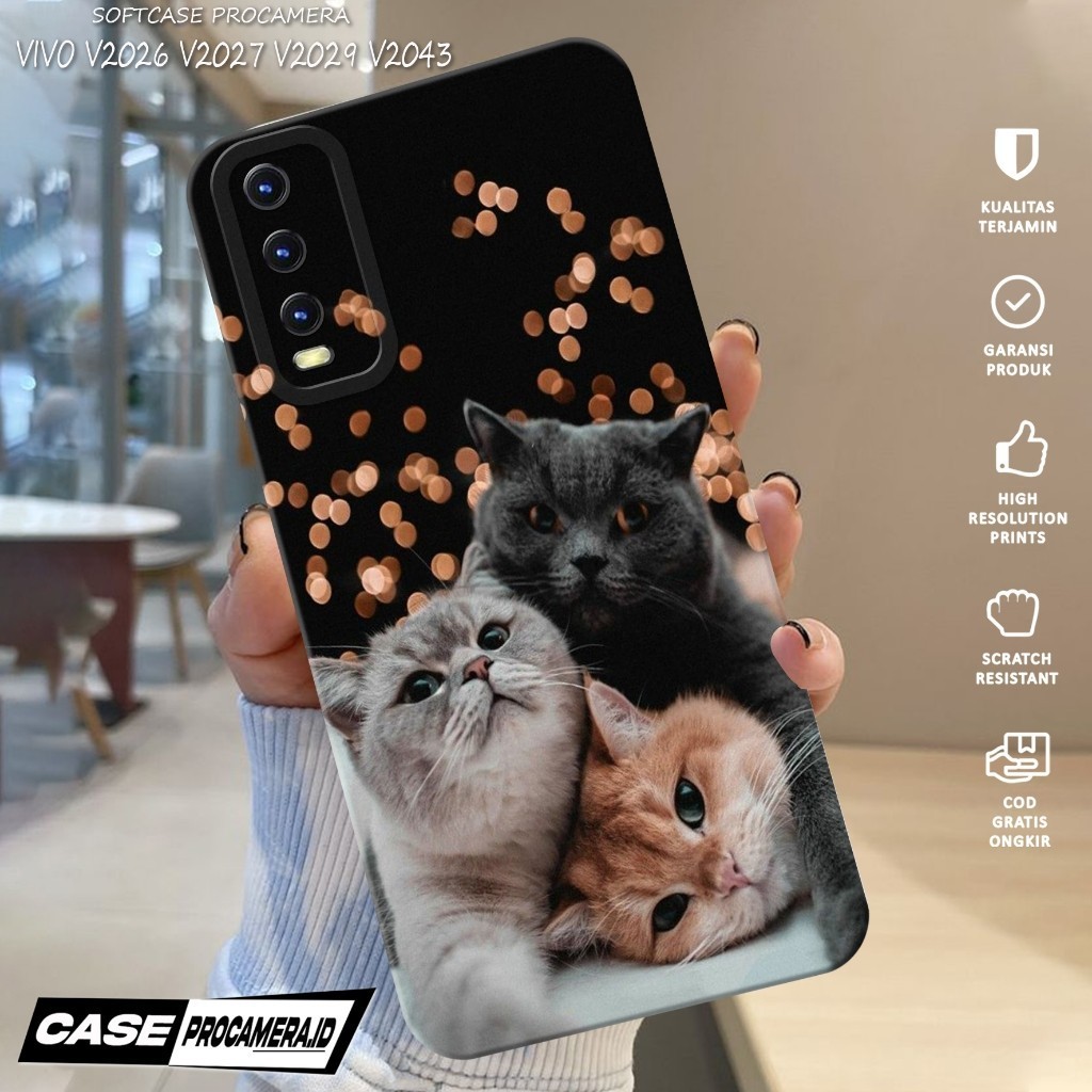 เคสที่รองรับสําหรับ VIVO V2043 V2026 V2027 V2029 ล่าสุด VIVO Procamera Casing 2025 {CAT Case} Silico
