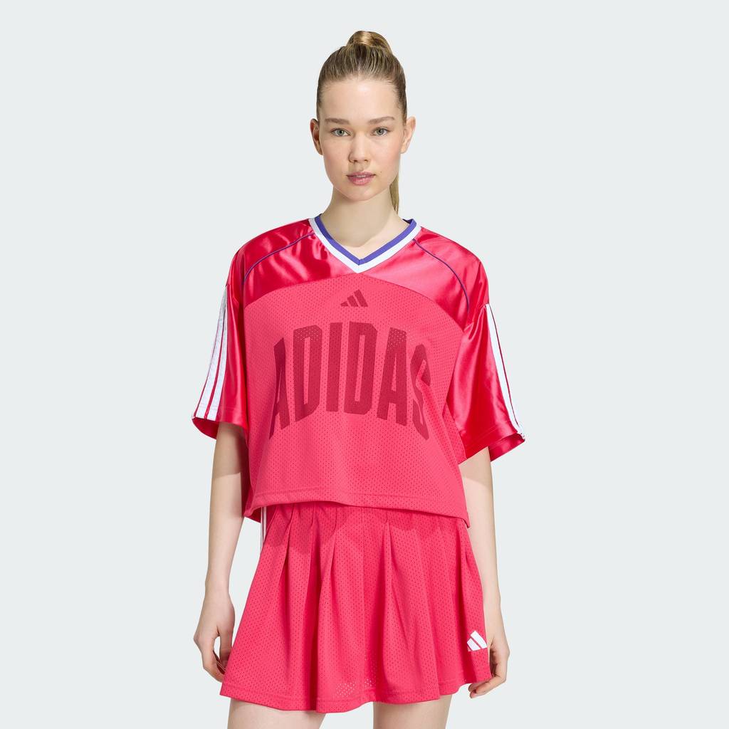 adidas ไลฟ์สไตล์ เสื้อยืดผ้าตาข่าย STADIUM ผู้หญิง สีชมพู KR5328
