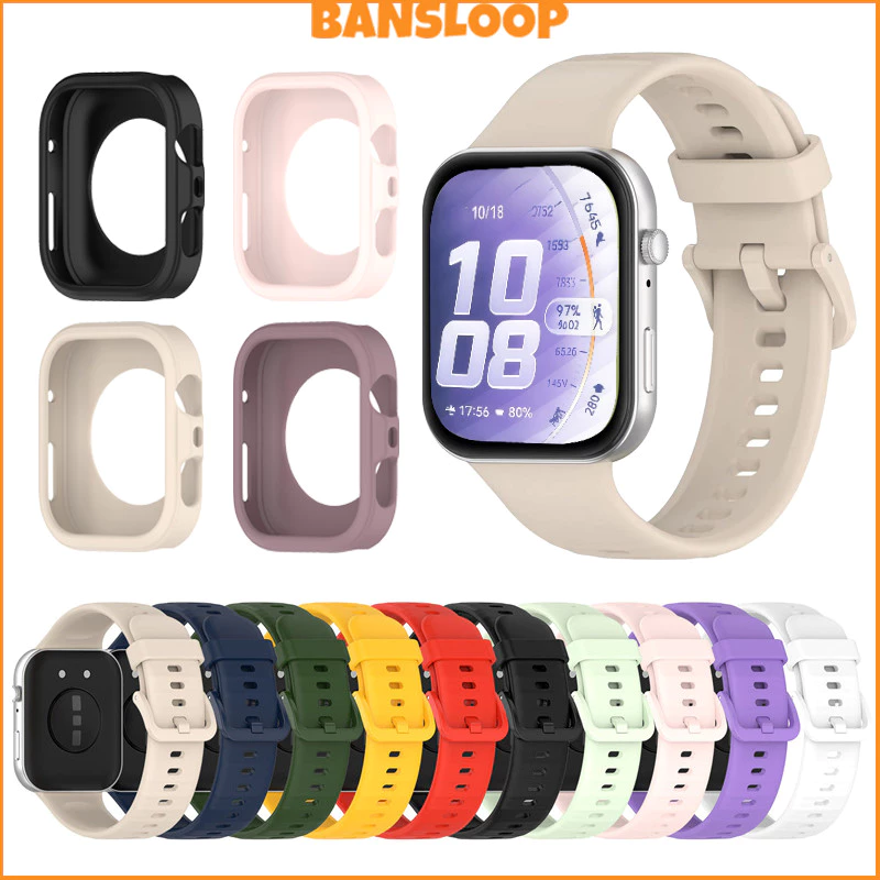 สายรัดยางอ่อน for Huawei Watch Fit 5 4 / 5 4 Pro / 3 ปกป้องหน้าจอกีฬาซิลิโคนเปลี่ยนสายรัดข้อมือ อุปกรณ์เสริมสายรัดข้อมือ