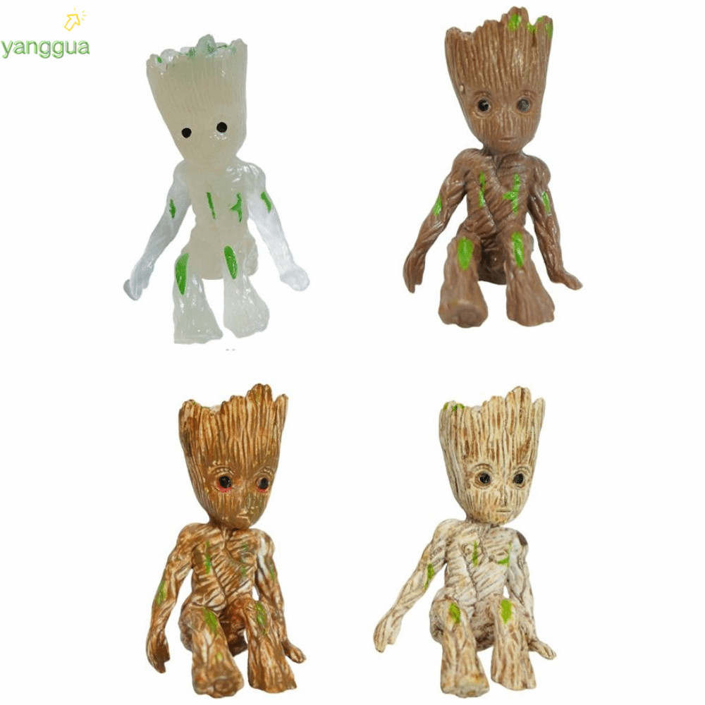 YANGGUA ตกแต่งตู้ปลา, การ์ตูนโมเดิร์น Creative Groot Tree Man, งานฝีมือ Pvc DIY หัตถกรรมถังปลา