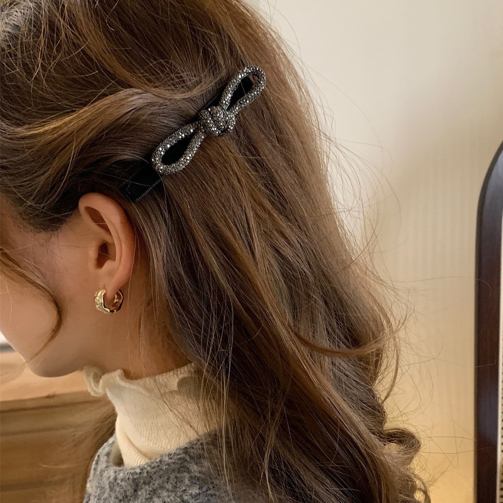เก็บผมสไตล์เกาหลี Hairpin แบบ All-Match พร้อมเพชรเต็มด้านข้าง Duckbill Clip สำหรับคนชอบแฟชันและInfluencer ราคา ถูกที่สุด ดีลบีเคเค